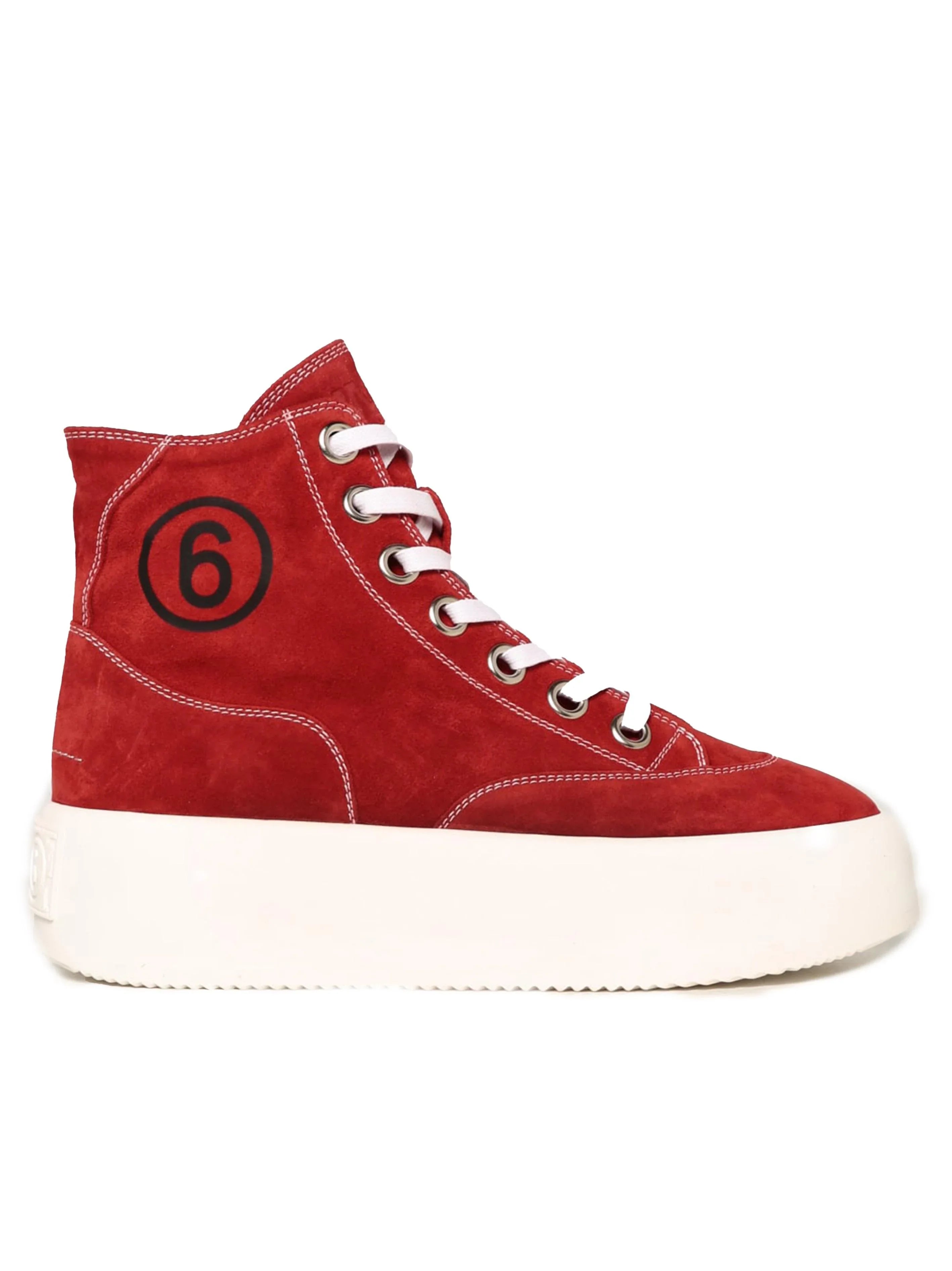Sneakers platform camoscio rosse - Preludio Moda