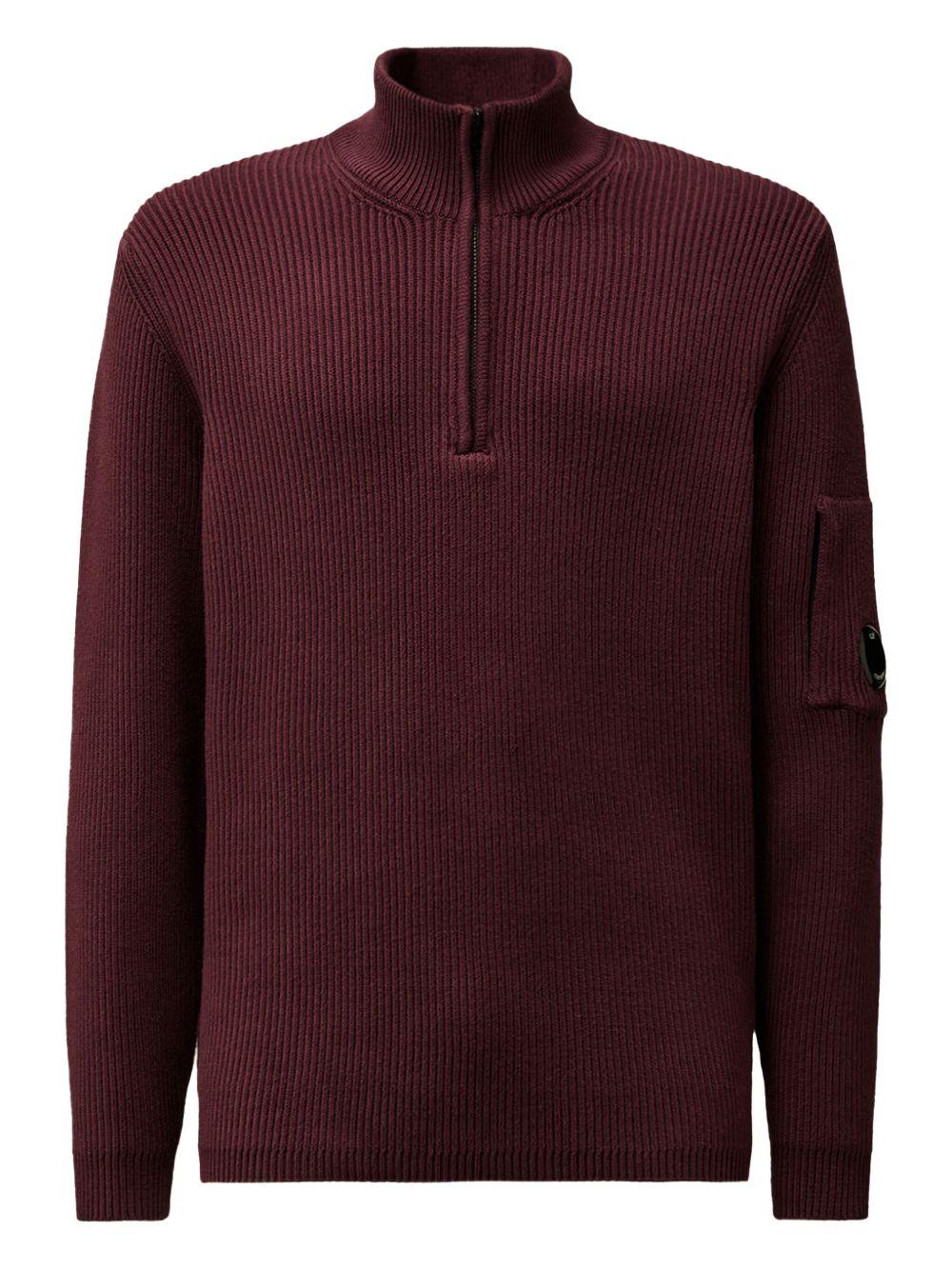Maglione a coste viola mezza zip 17CMKN185A006608A 790 CP COMPANY