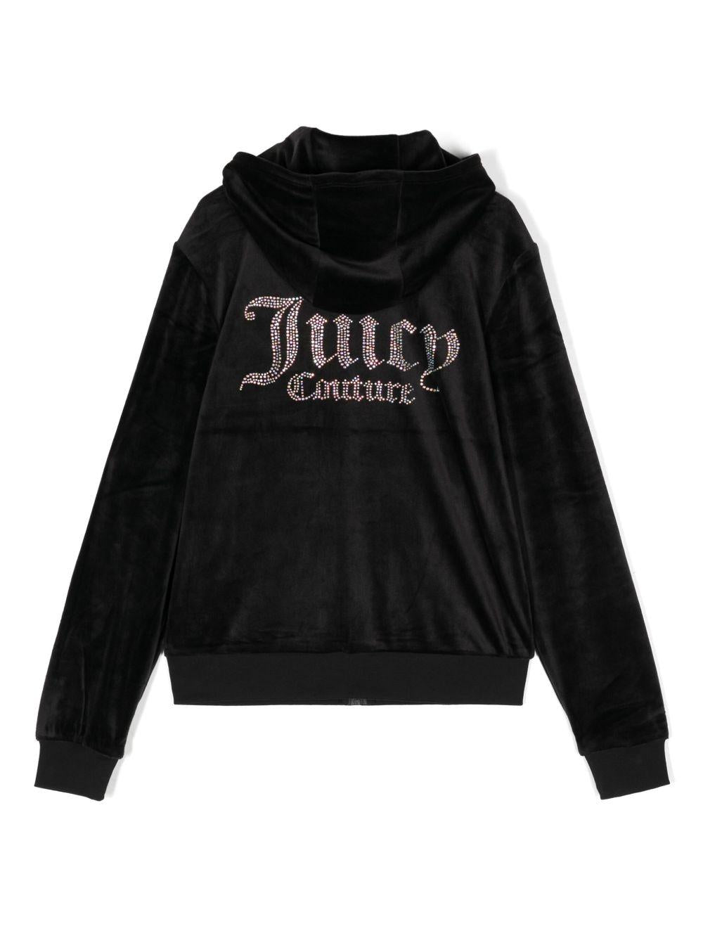 Felpa con Cappuccio in Velour con Strass JBX6358 102 JUICY COTURE KIDS