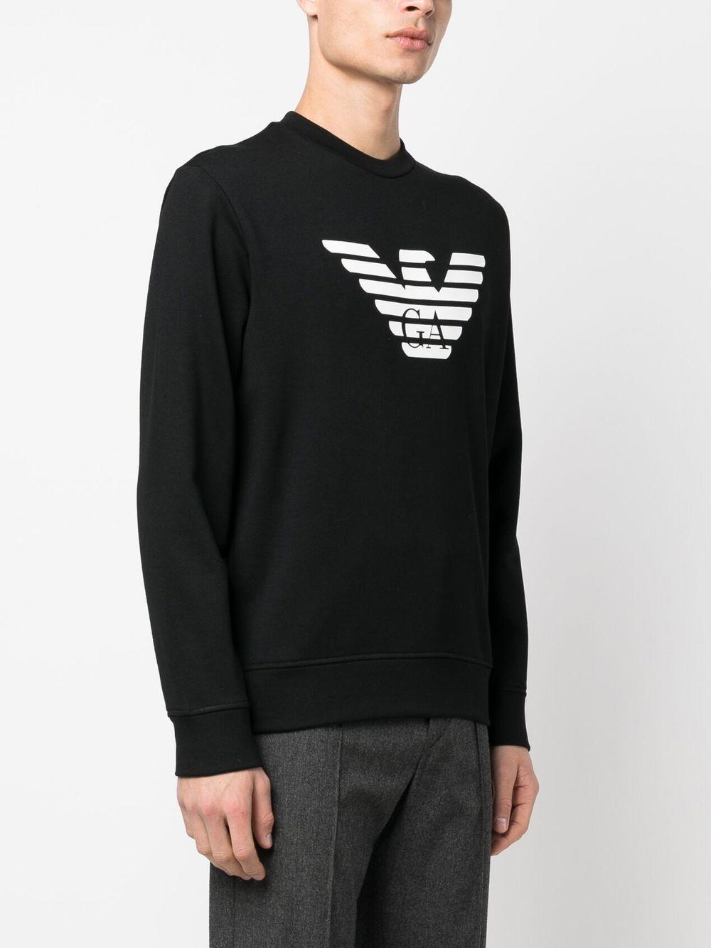 Felpa nera con logo stampato e maniche lunghe 8N1MR61JRIZ F008 EMPORIO ARMANI