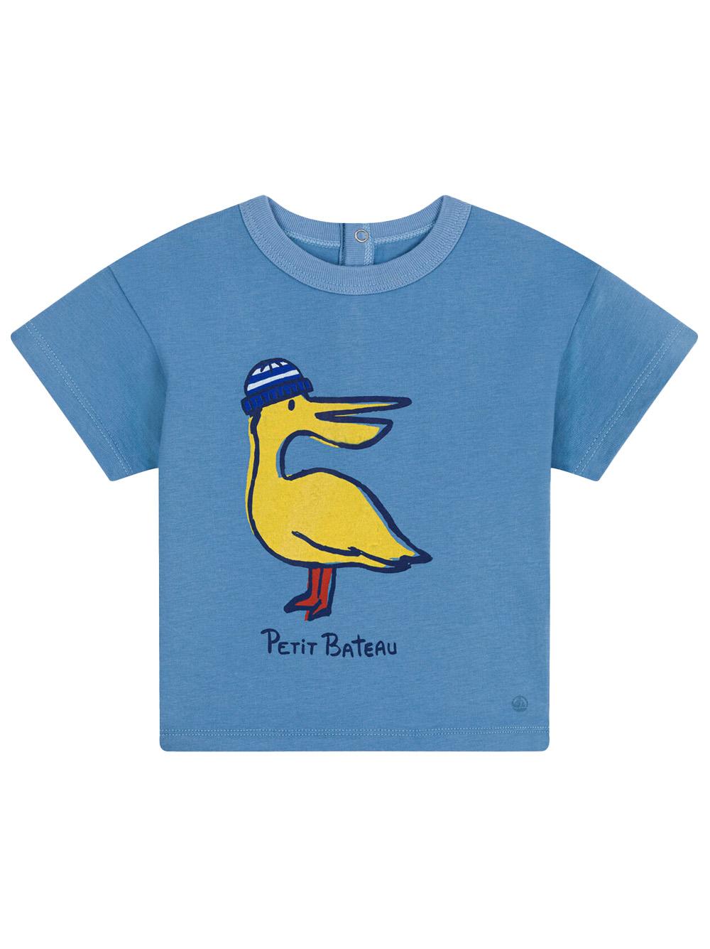 T-shirt blu con stampa frontale A0CWB 03 PETIT BATEAU KIDS