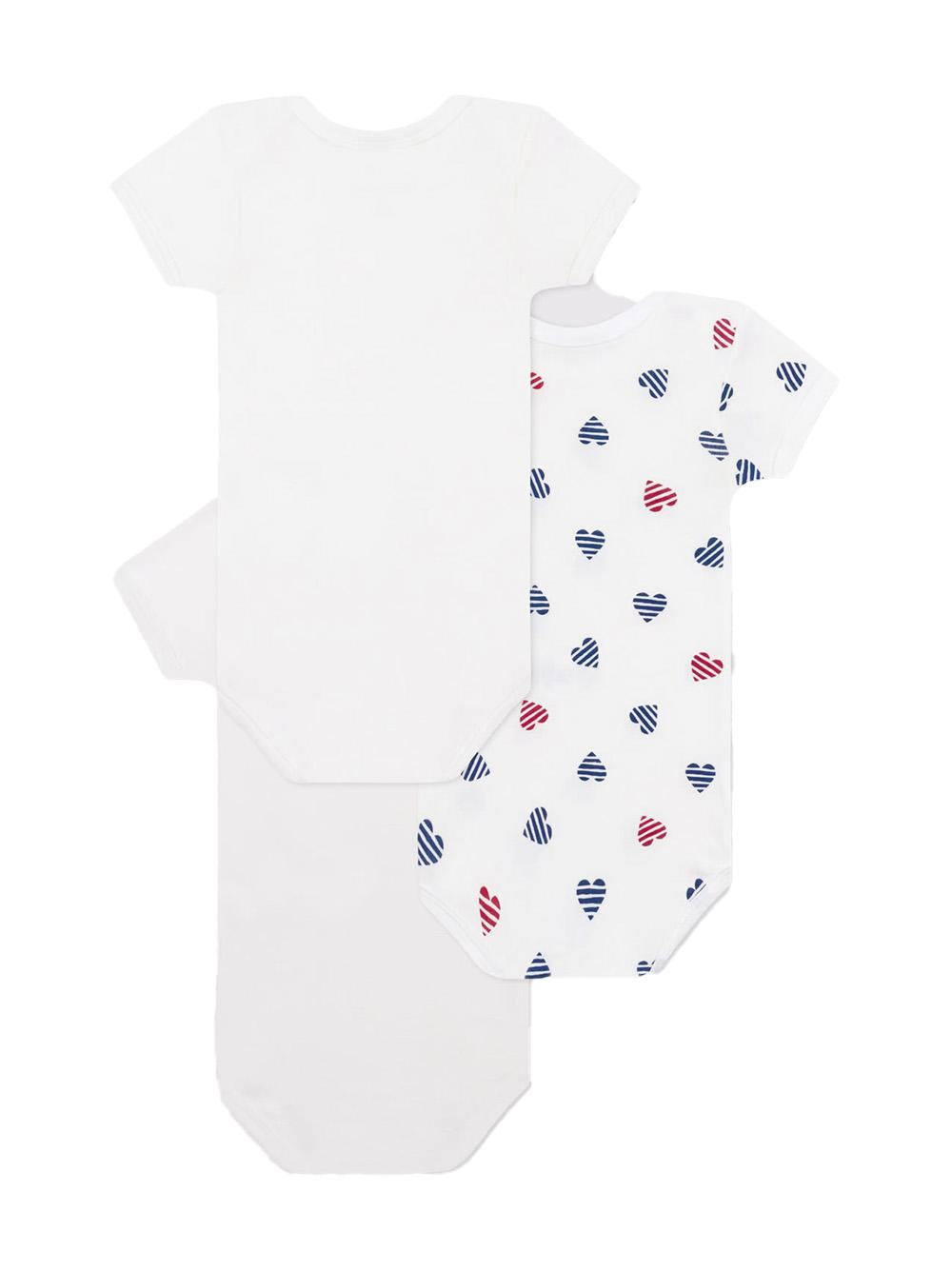 Set body bianco con cuori (3pz) A0CXD 00 PETIT BATEAU KIDS
