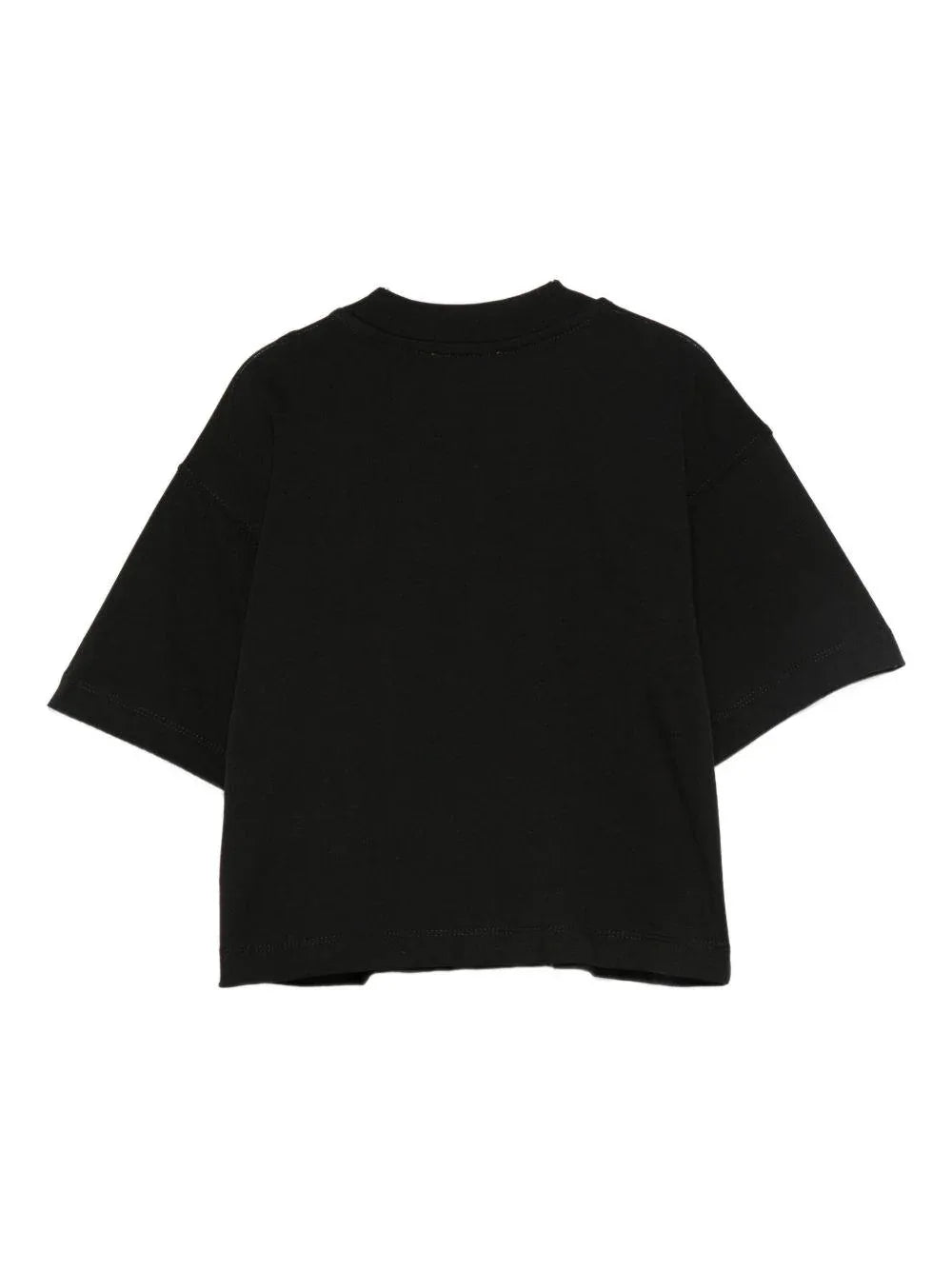 T-shirt Nera con Ricamo Logo Oval D - Preludio Moda