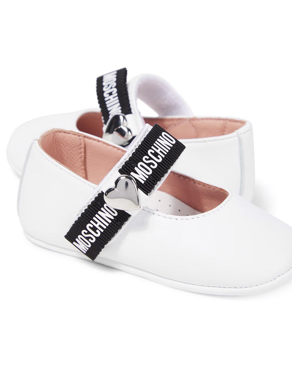 Ballerina bianca strappo logato neonata 80388 01 MOSCHINO KIDS