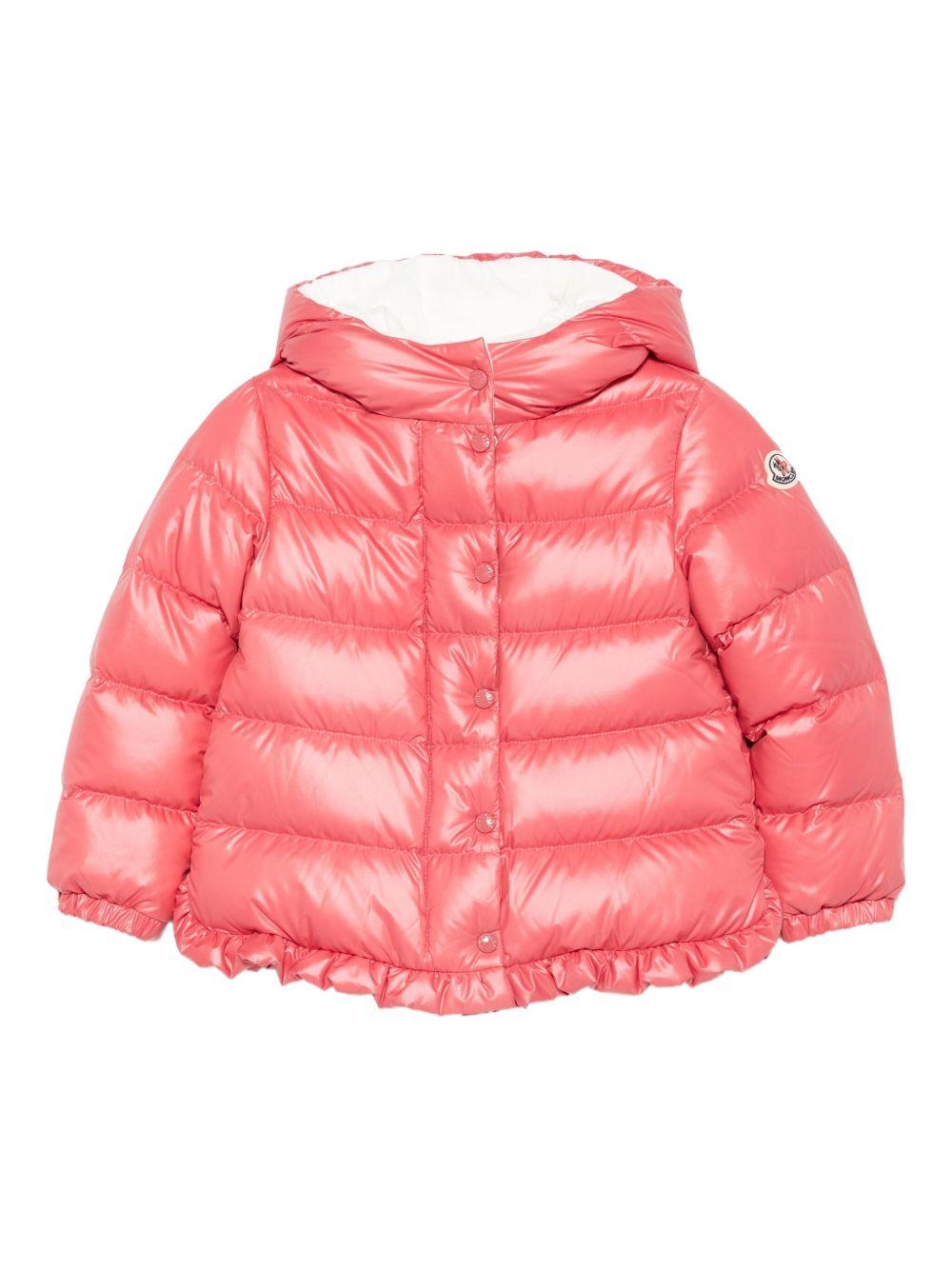Giacca Bambina con Cappuccio e Ruches Trapuntata Rossa K29511A00036597YX 56H MONCLER KIDS