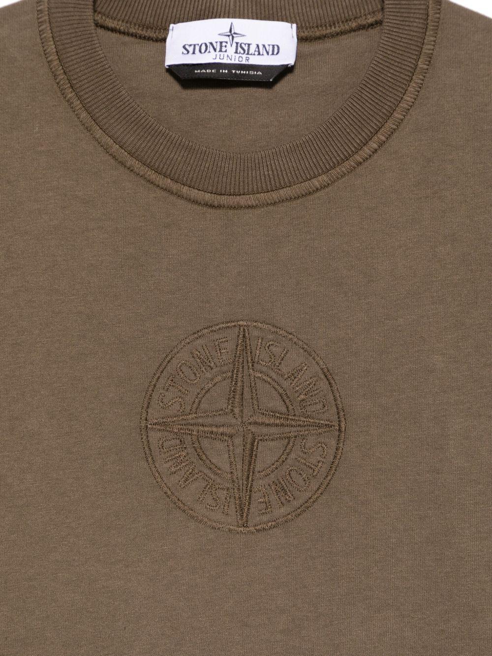T-shirt verde foglia logo compass ricamo - Preludio Moda
