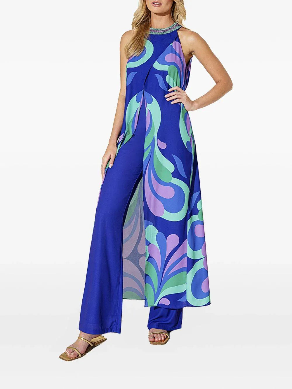 Completo viola con top fantasia - Preludio Moda