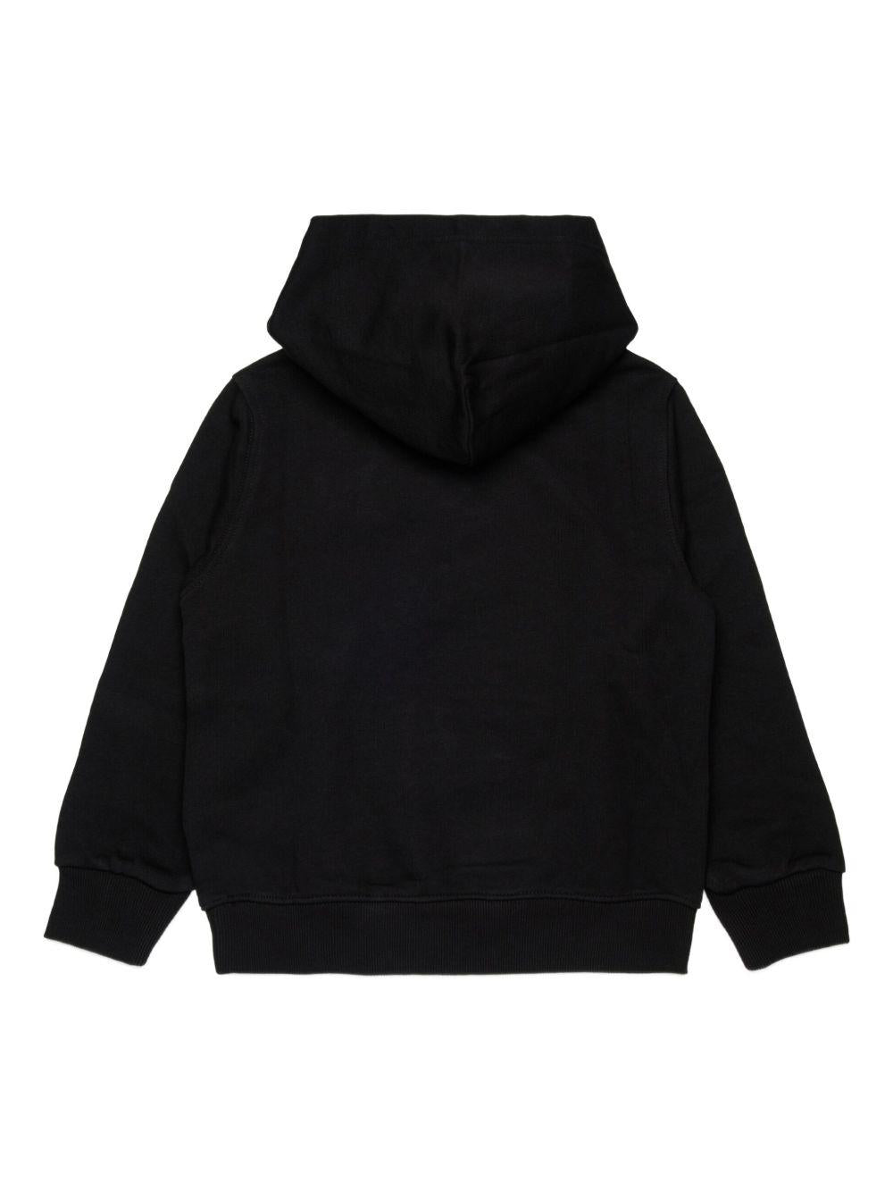 Felpa Nera con Cappuccio e Logo J025020GEAD K900 DIESEL KIDS