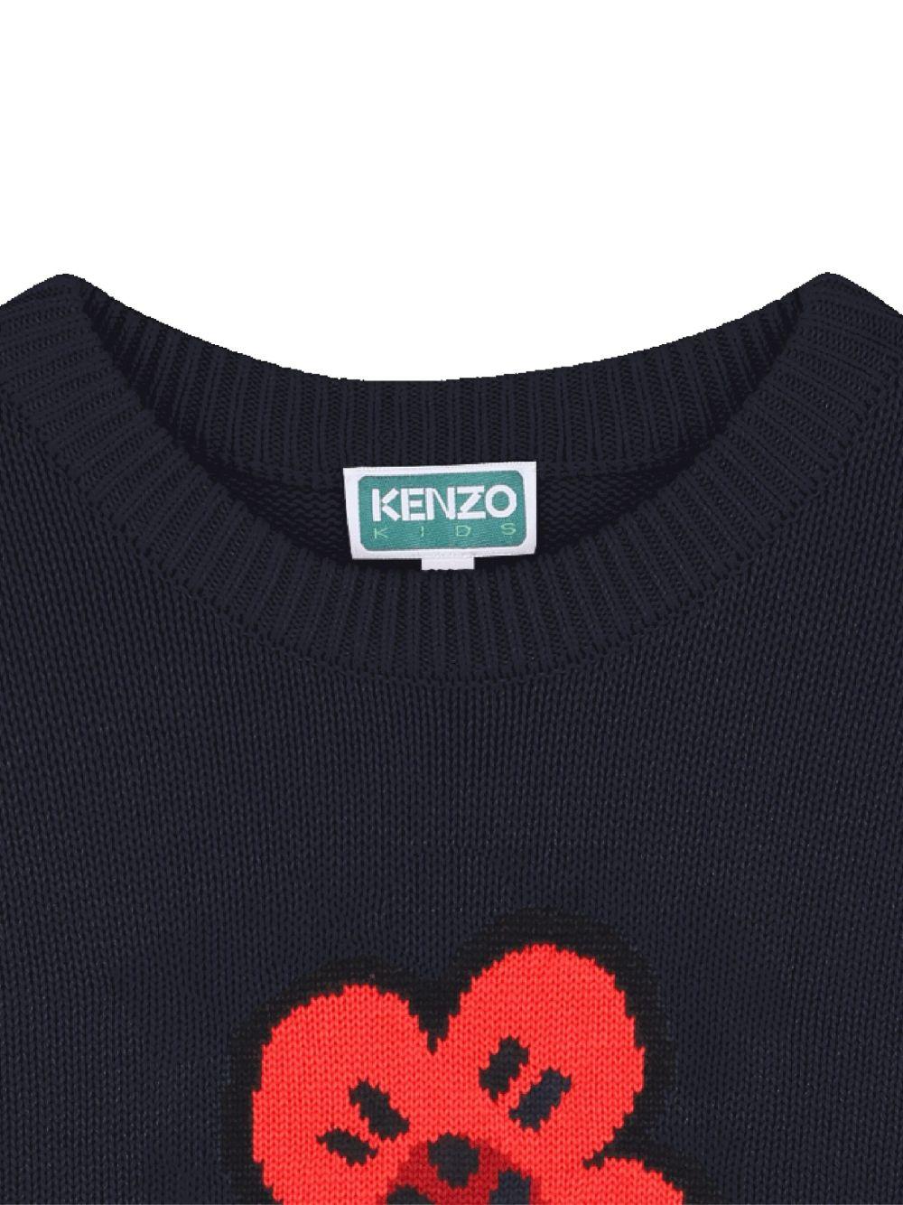 Maglione Jacquard con Motivo Boke Flower e Logo a Contrasto K61334 845 KENZO KIDS