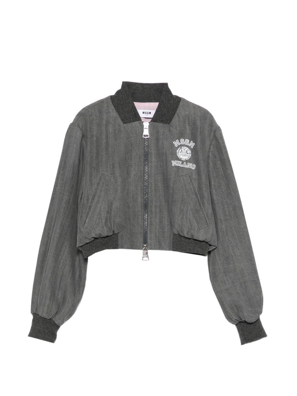 Bomber con zip e logo ricamato S6MSJGBO309 102 MSGM KIDS