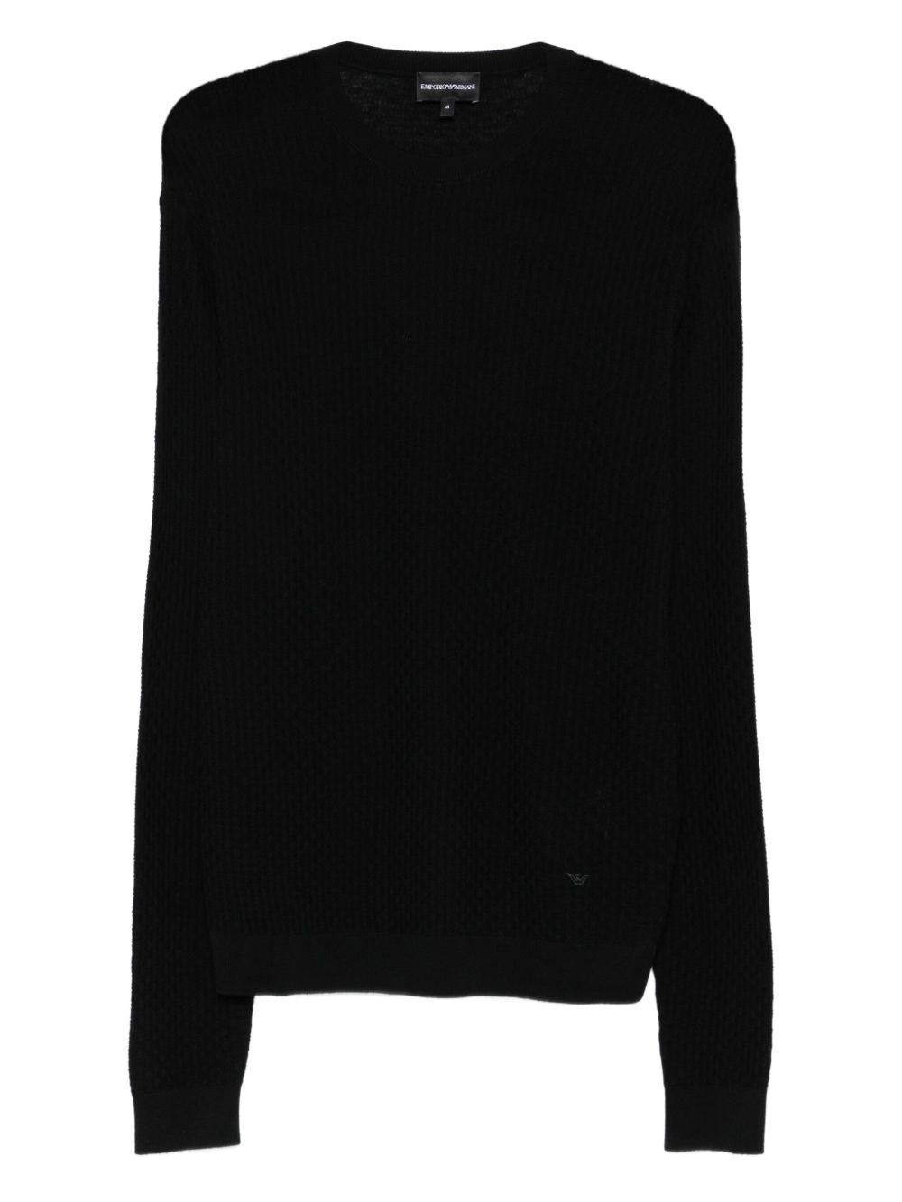 Maglione nero in lana testurizzata EM002196AF13851 FC038 EMPORIO ARMANI