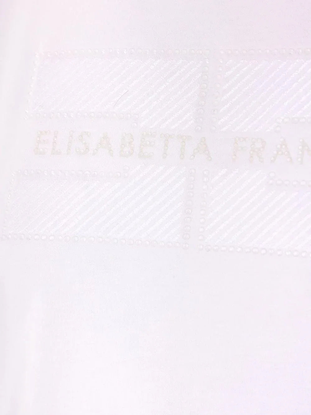 T-shirt bianca in jersey con logo ricamato e strass - Preludio Moda