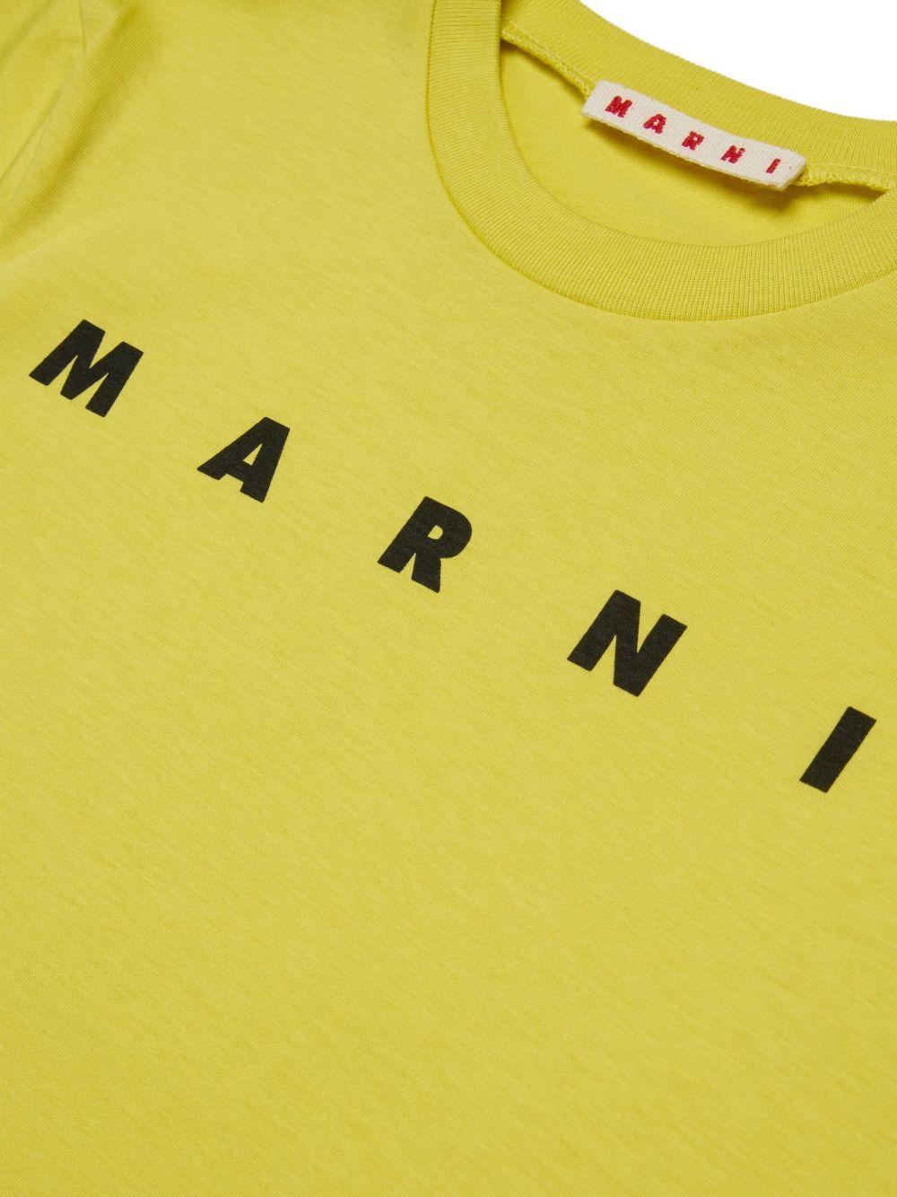 T-shirt in cotone con logo M01601M00RF 0M222 MARNI KIDS