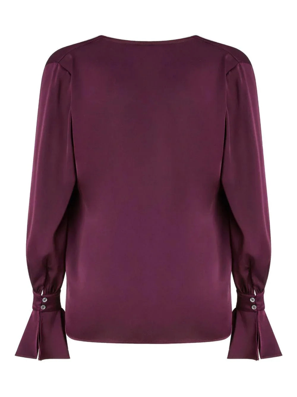 Blusa bordeaux con scollo drappeggiato e maniche lunghe - Preludio Moda