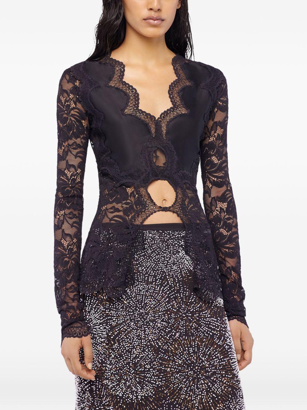 Blusa in pizzo scollo a V 26PJTO173PA0170 P001 RABANNE