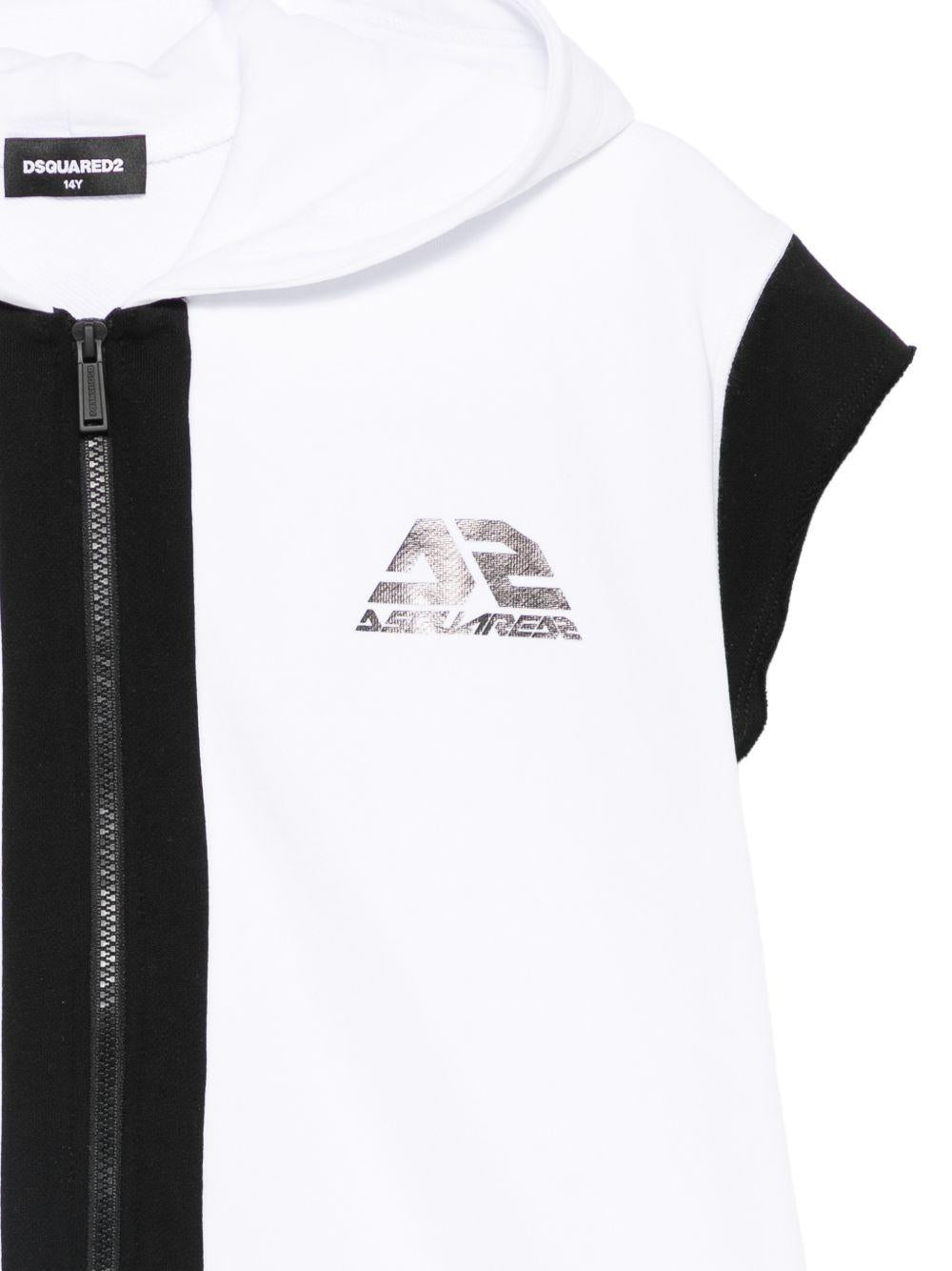 Felpa con cappuccio e zip in cotone DQ3183D0A9U DQ100 DSQUARED KIDS