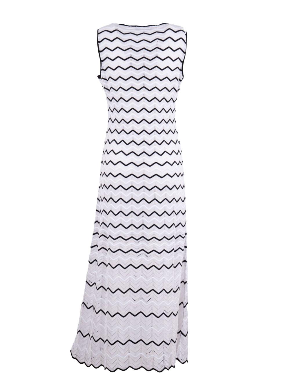 Abito bianco/nero in maglia fantasia chevron