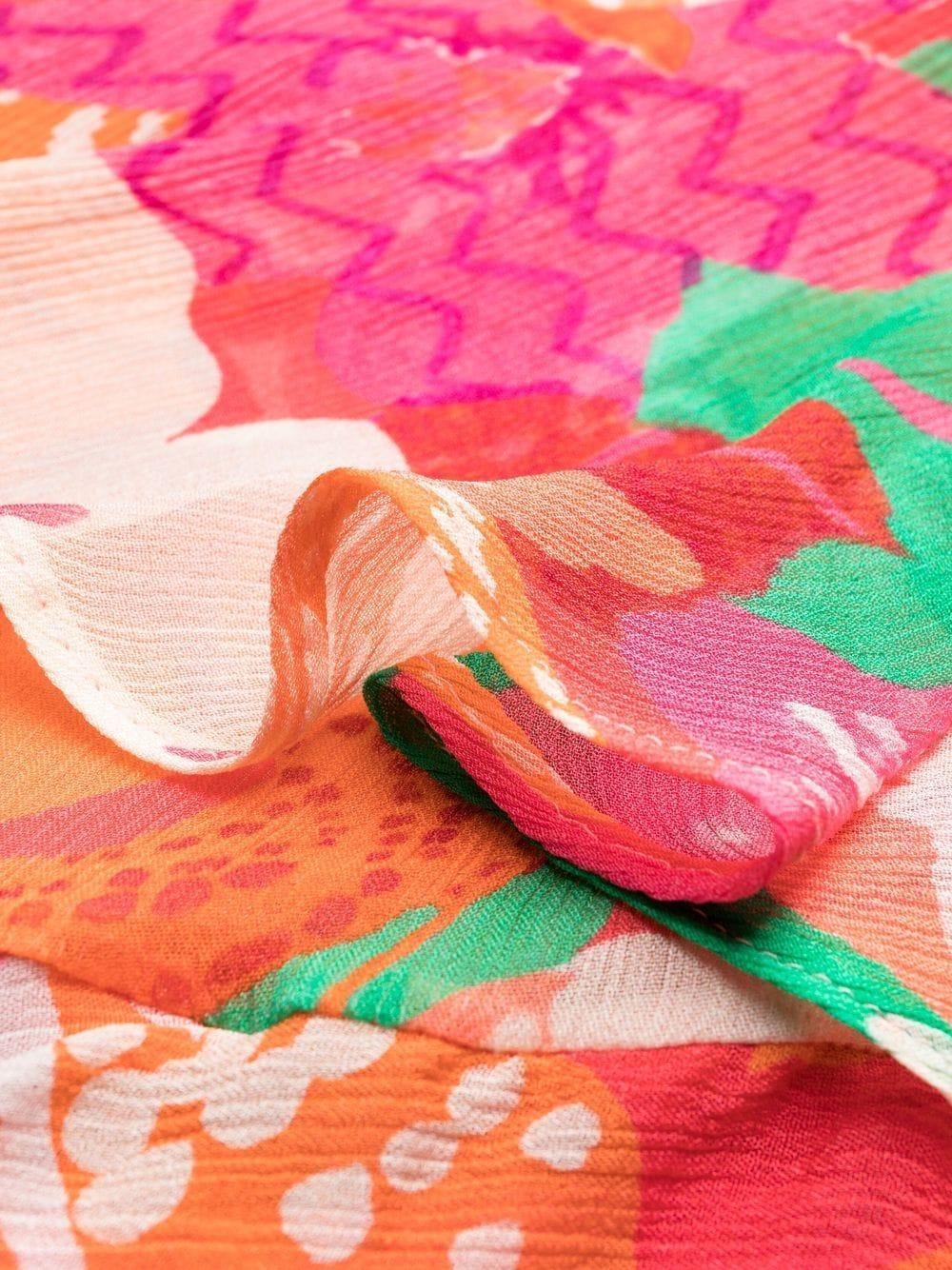 Abito fucsia fantasia floreale drappeggiato - Preludio Moda