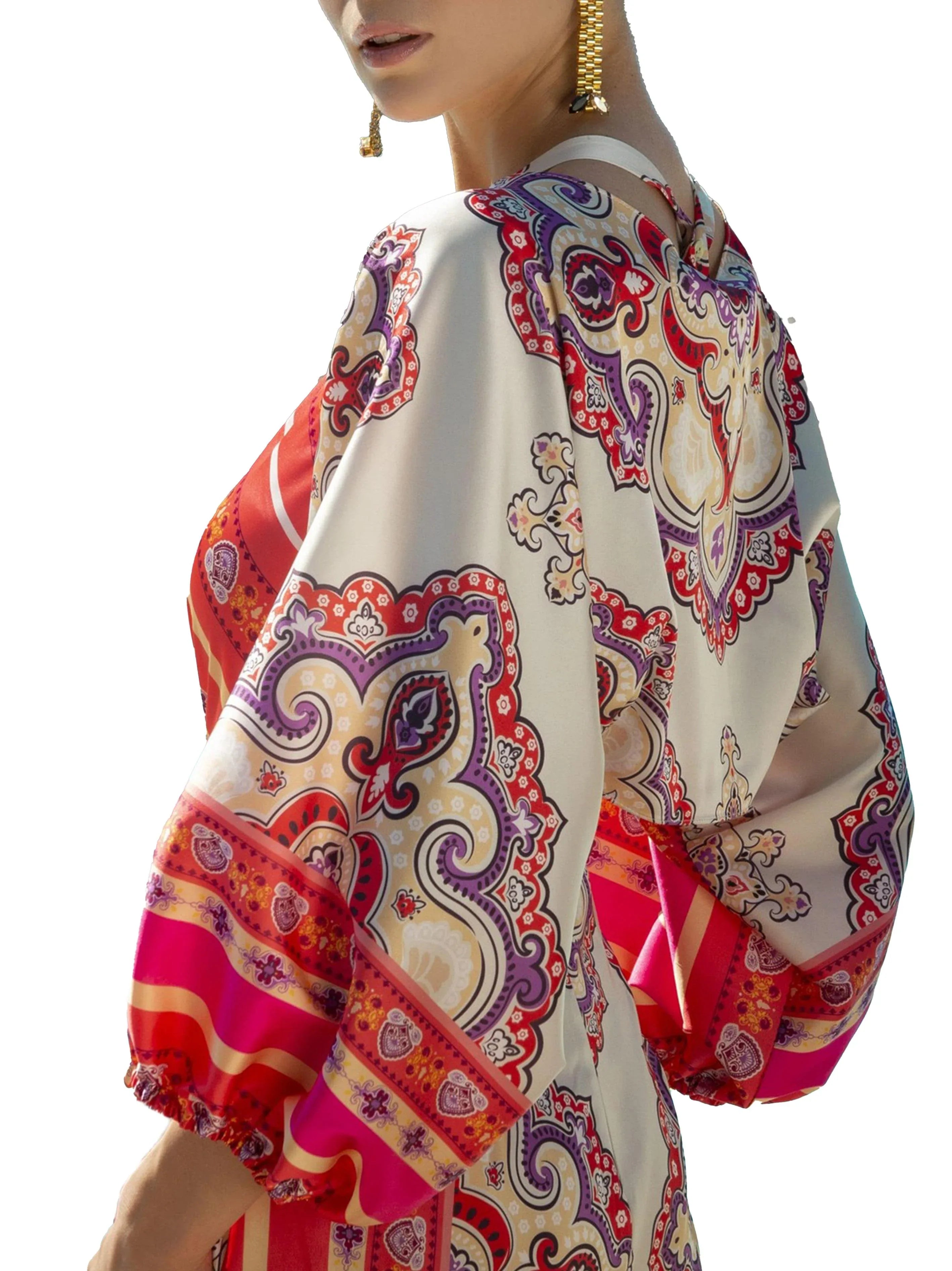 Coprispalle crop fantasia Camelia raso - Preludio Moda