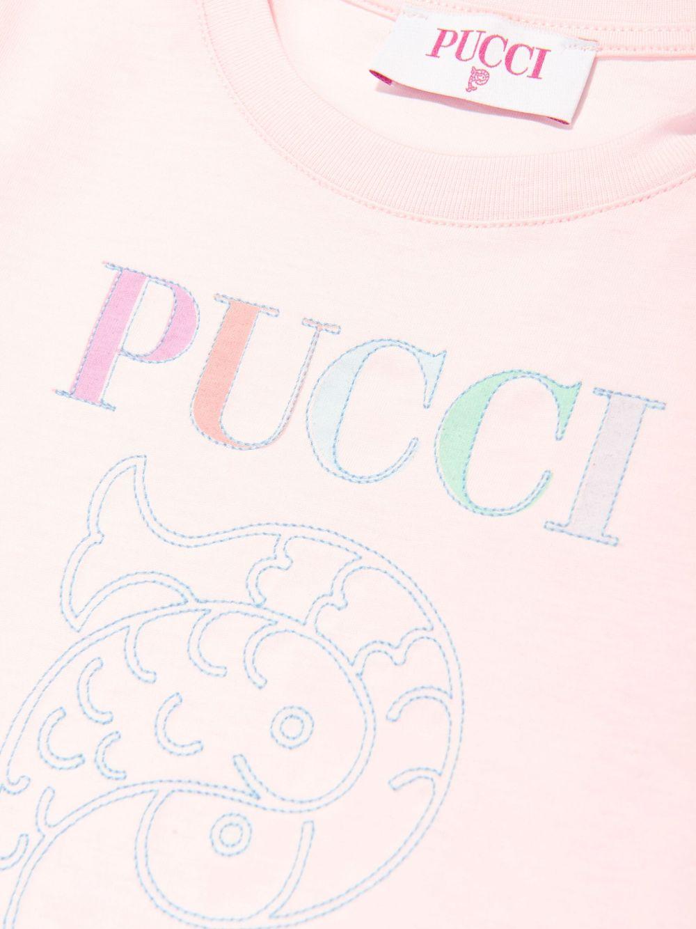 T-shirt rosa chiaro con logo frontale