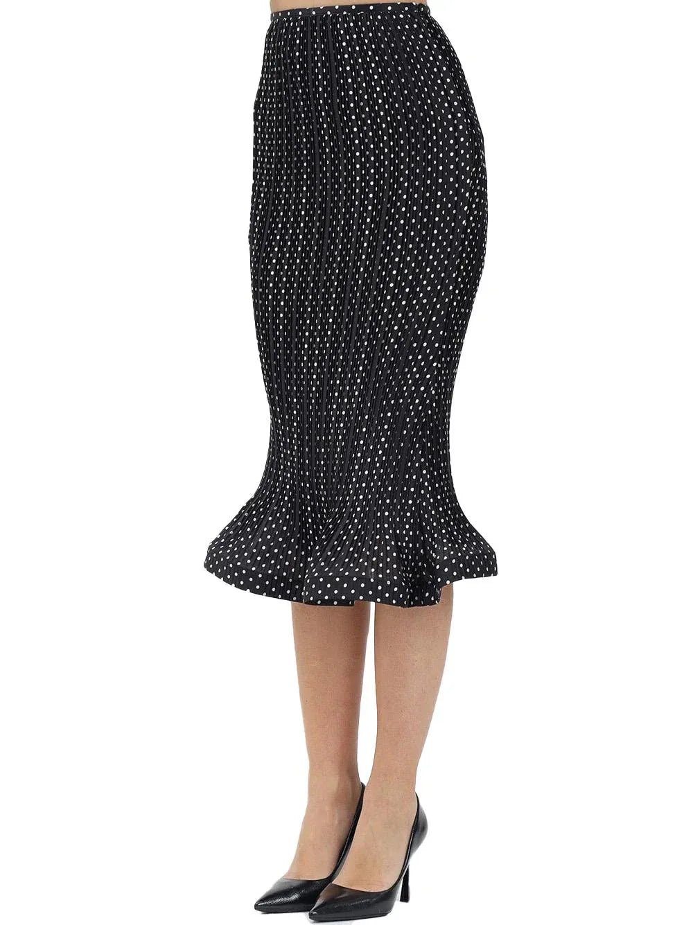 Gonna a campana nera con fantasia pois all-over - Preludio Moda