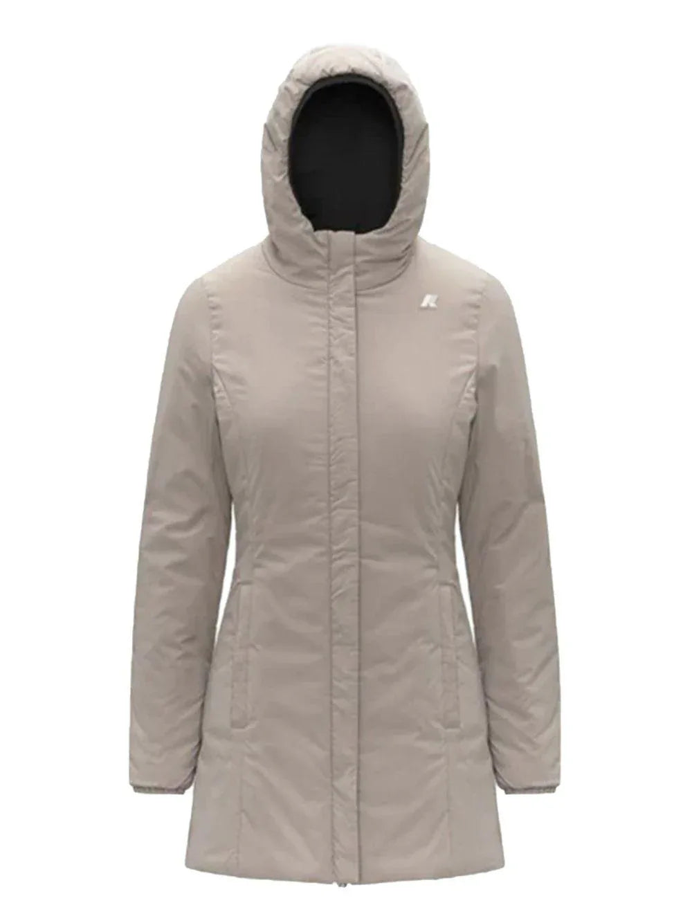 Cappotto nero con cappuccio e zip a doppio cursore - Preludio Moda