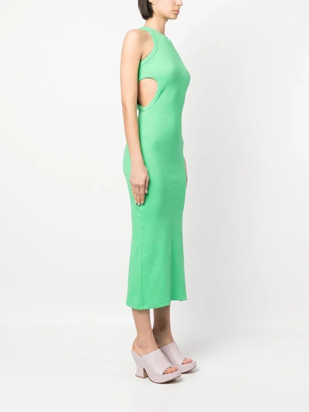 Abito lungo verde cut-out laterali - Preludio Moda