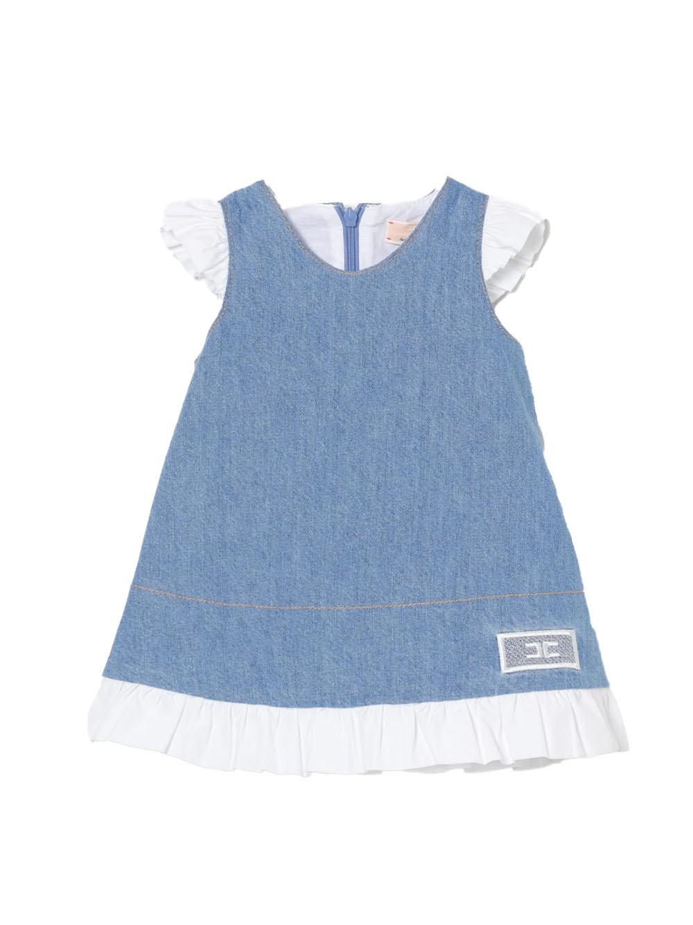 Abito in denim con rouches neonata EGAB1920DF011 4099 ELISABETTA FRANCHI KIDS