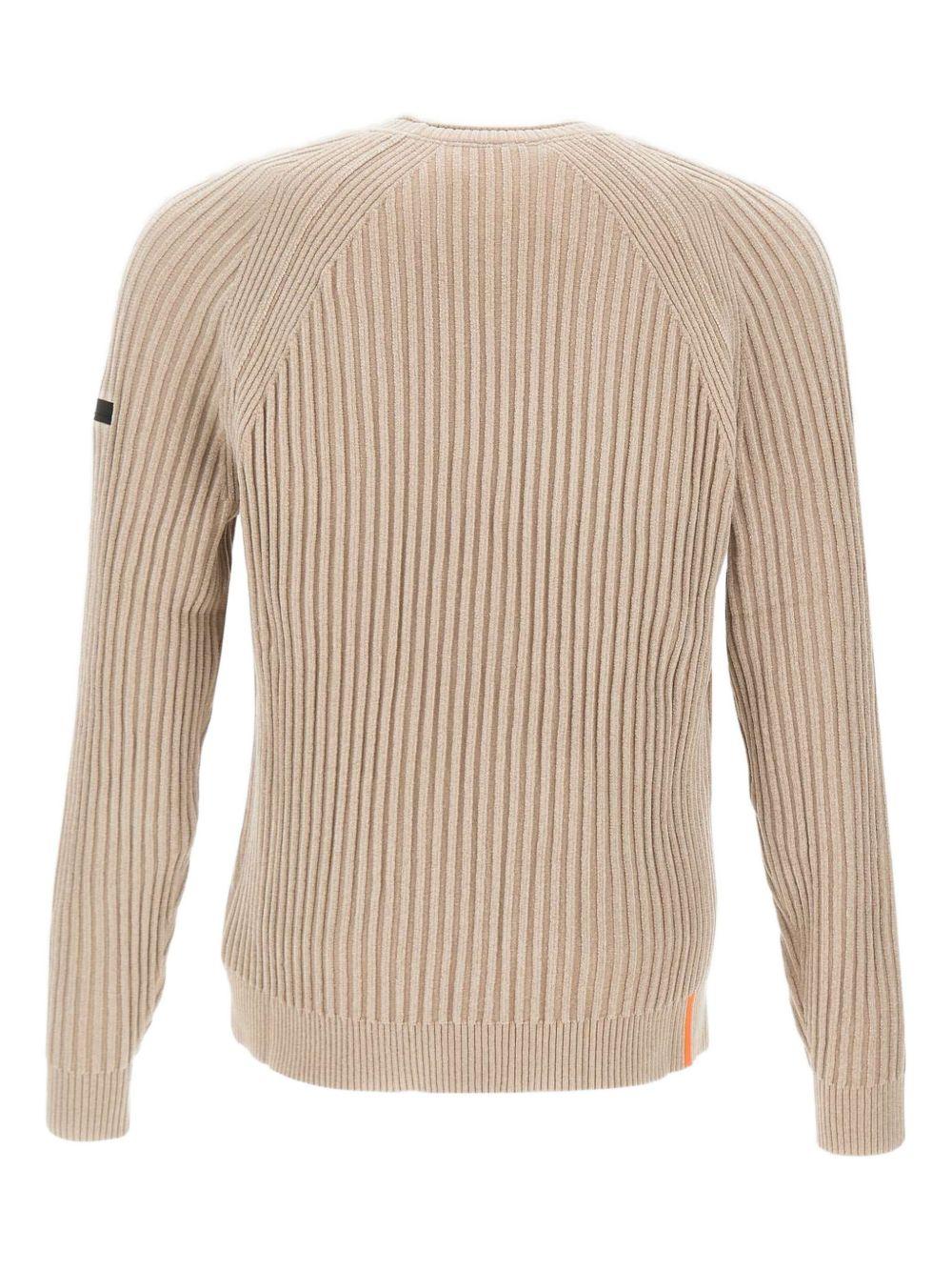 Maglione crema a coste con maniche raglan W25137 32 RRD