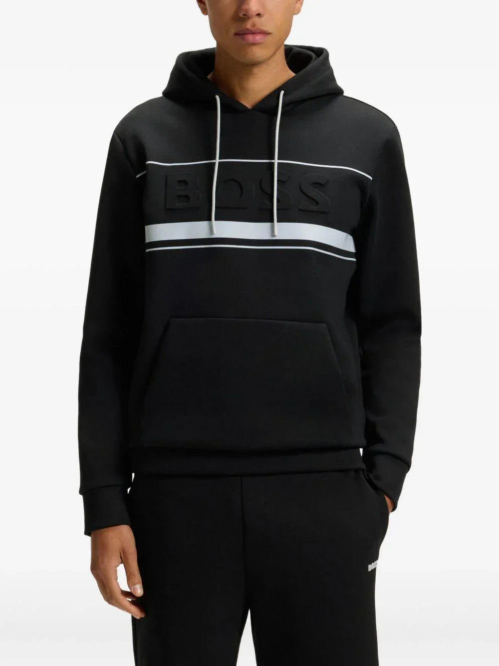 Felpa con Cappuccio con Logo Goffrato Nera - Preludio Moda