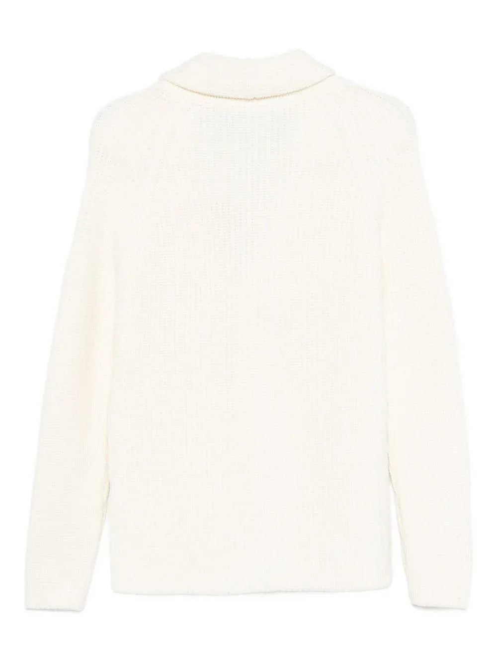 Cardigan bianco in misto lana con scollo a scialle - Preludio Moda