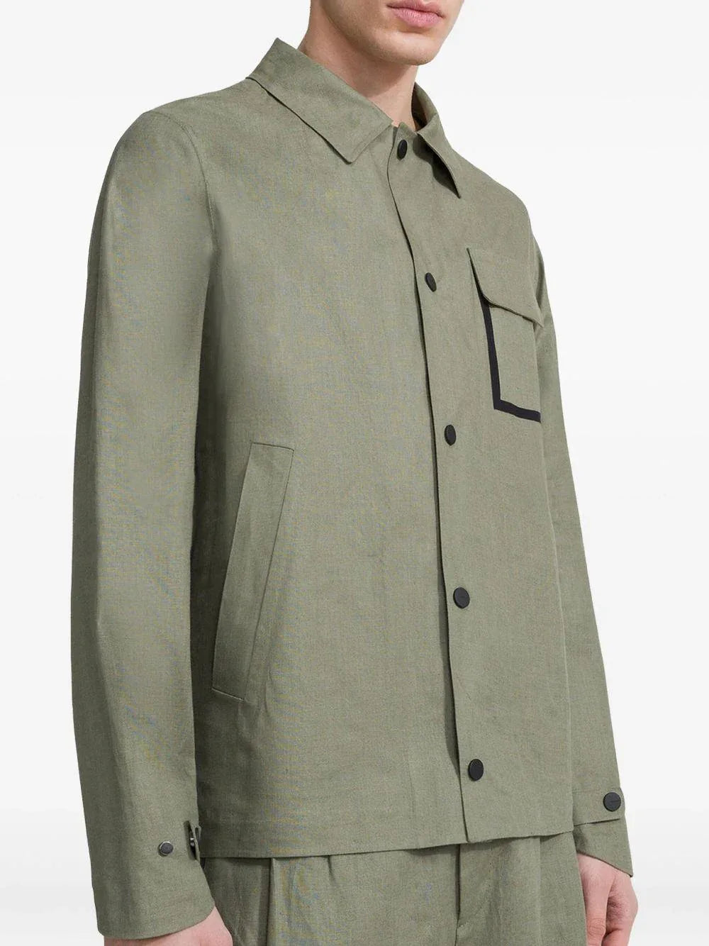 Terzilino Overshirt Jkt verde salvia lino - Preludio Moda
