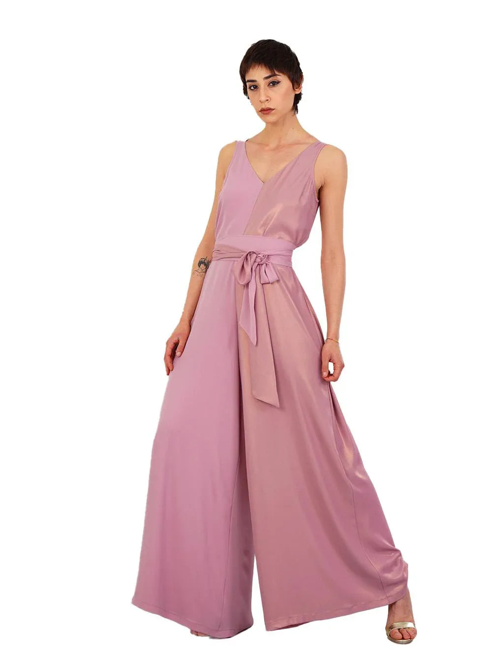 Tuta intera rosa con finish mezzo laminato - Preludio Moda