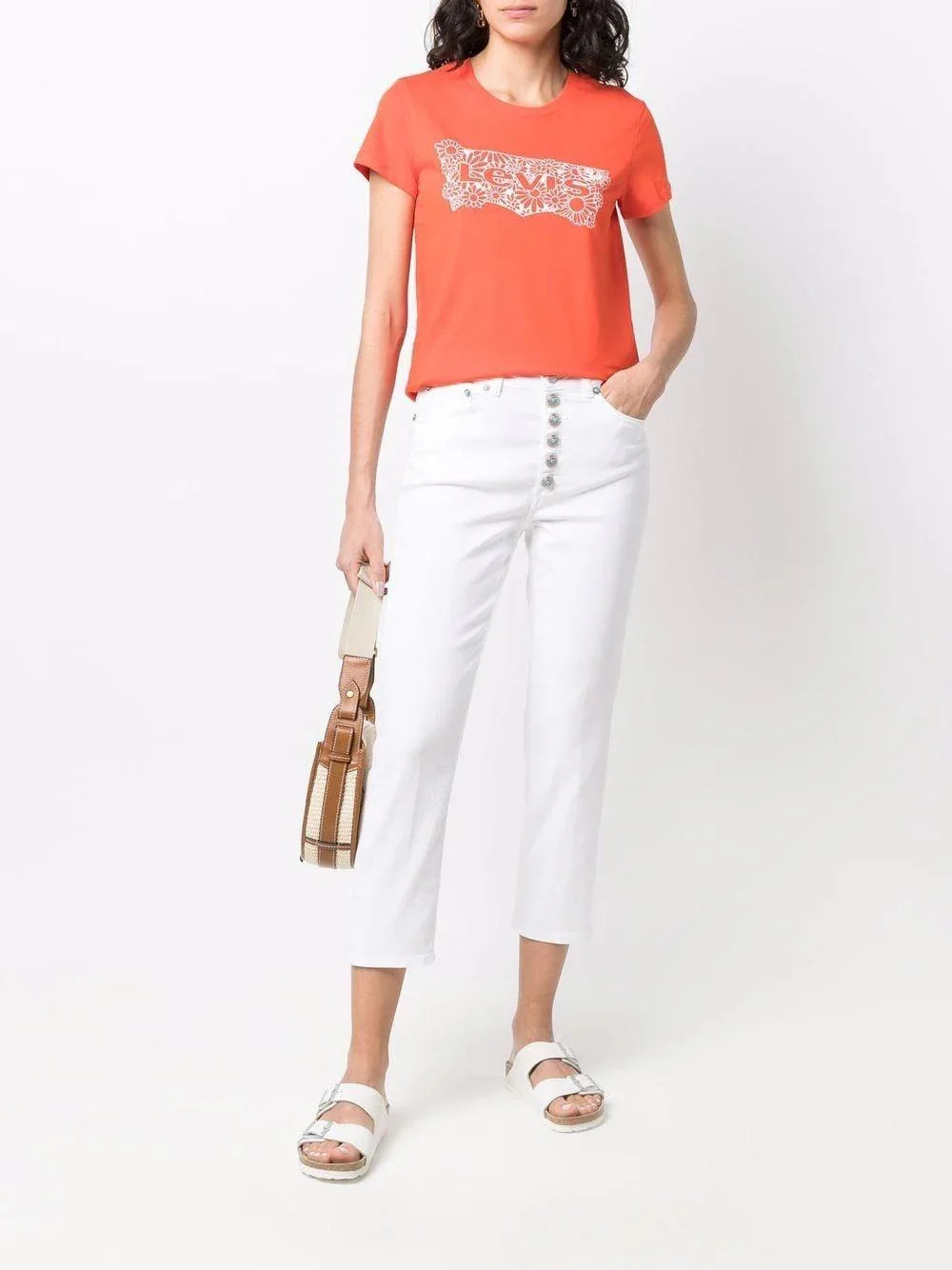 Jeans bianco Koons bottoni gioiello - Preludio Moda