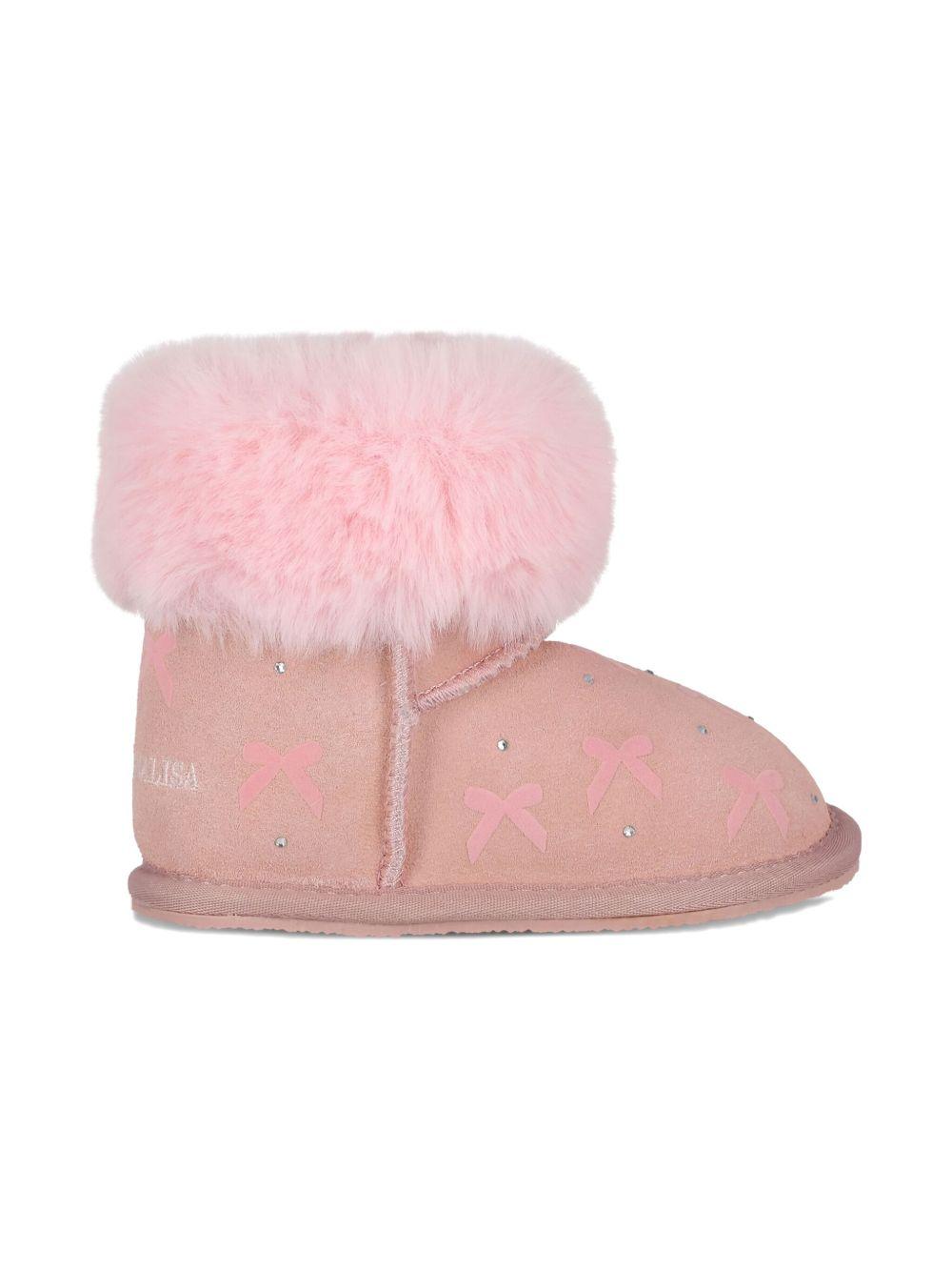 Stivali con Fiocco e Finiture in Pelliccia 83F0006702 091C MONNALISA KIDS