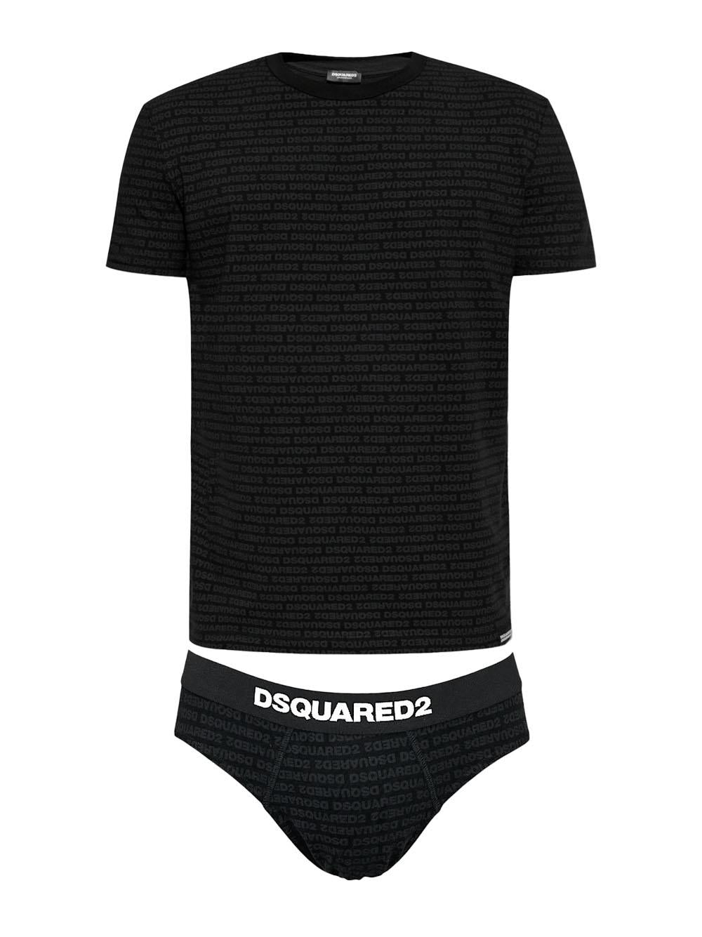 Set nero logo all-over (2pz) D9H135510 001 DSQUARED
