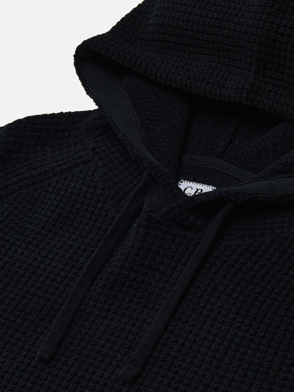 Maglione con cappuccio nido d'ape blu notte 17CMKN238A005558G 888 CP COMPANY