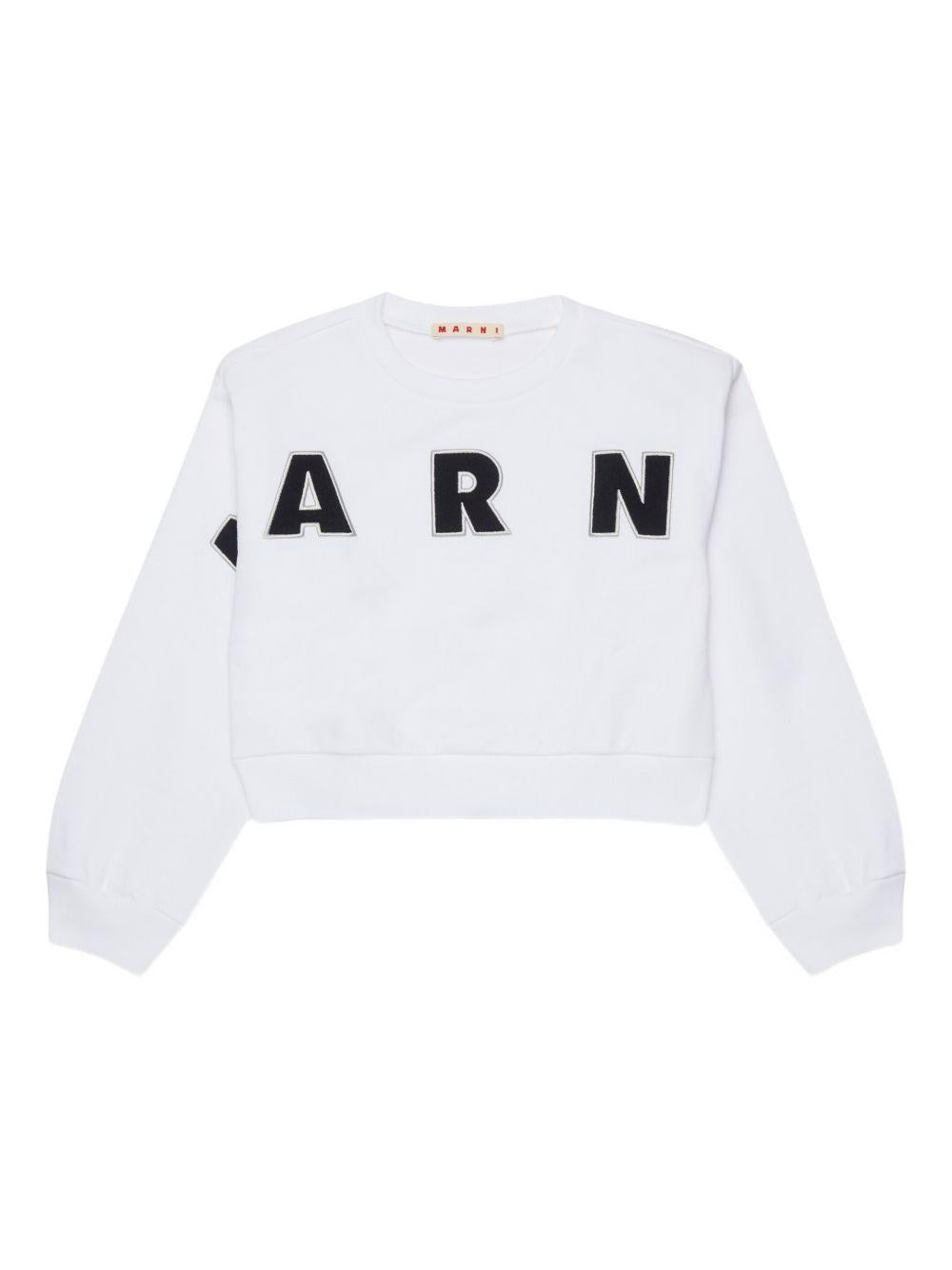 Felpa girocollo in cotone con logo M01193M00V0 0M100 MARNI KIDS