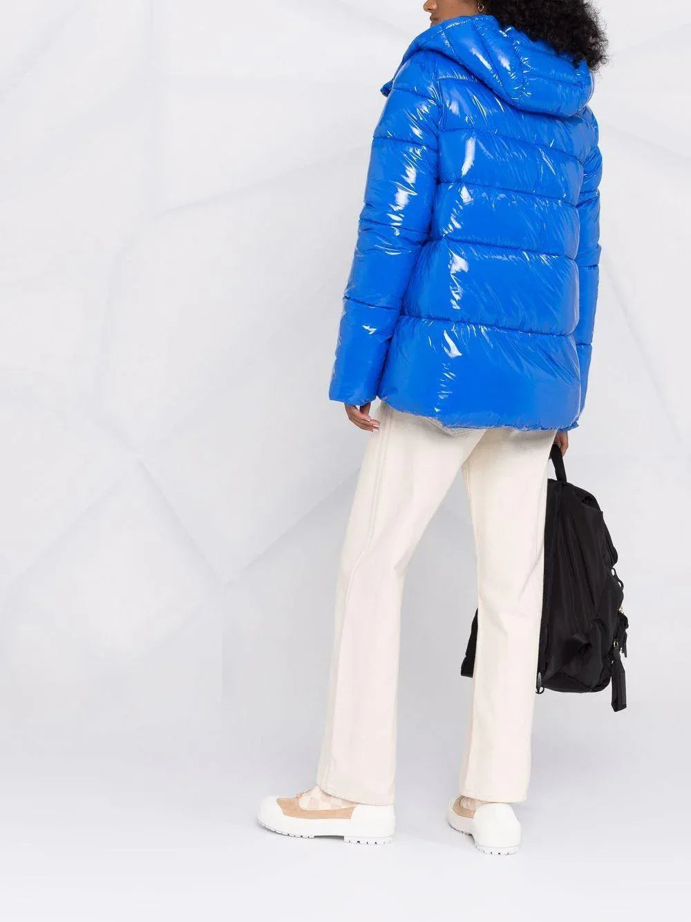 Giubbino bluette in pelle verniciata - Preludio Moda