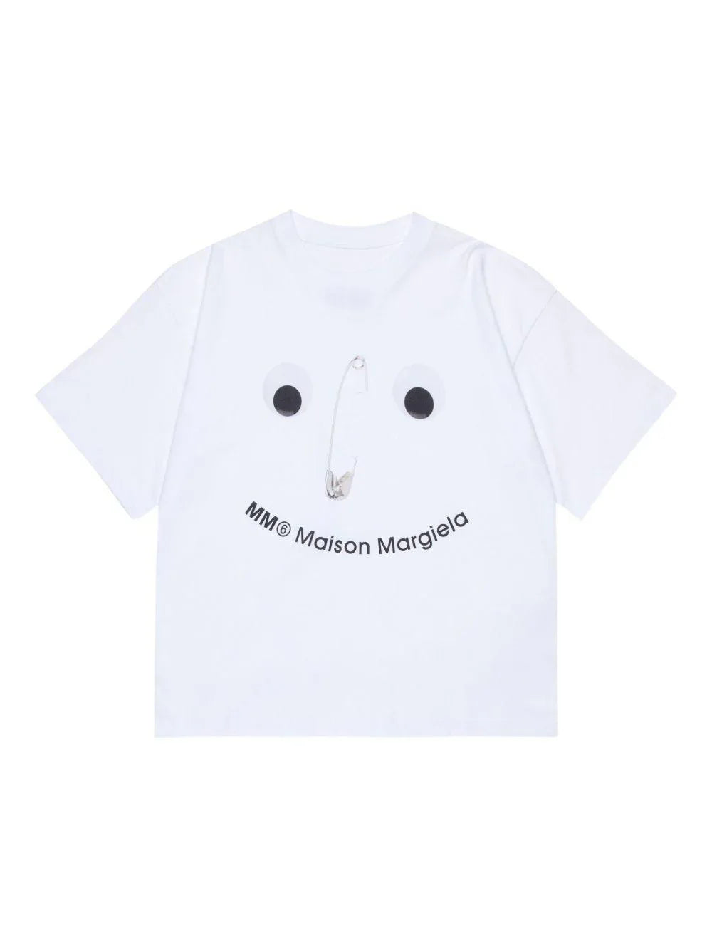 T-shirt bianca con stampa logo e scollo rotondo - Preludio Moda