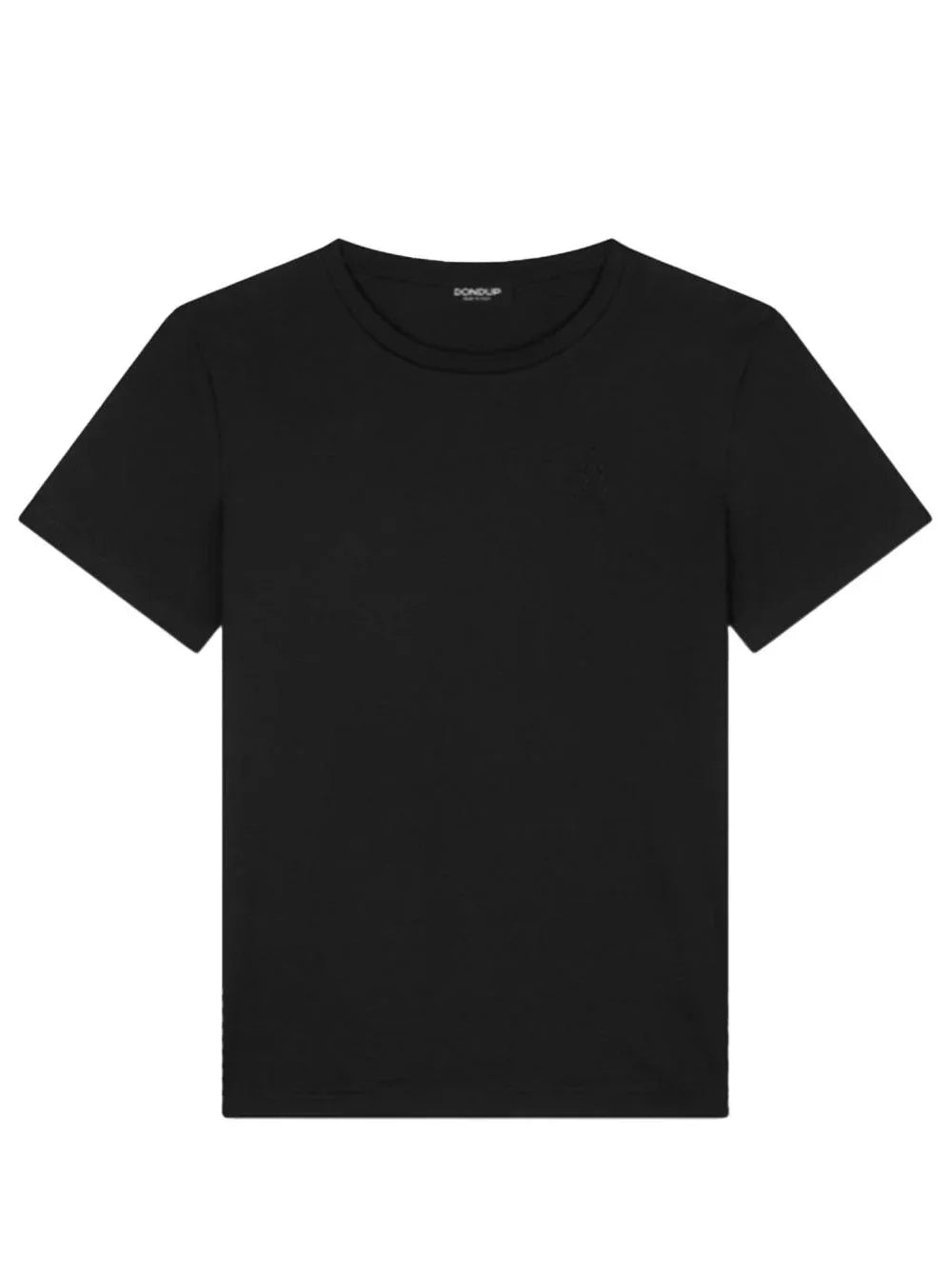 T-shirt nera mini logo ricamo tono su tono - Preludio Moda