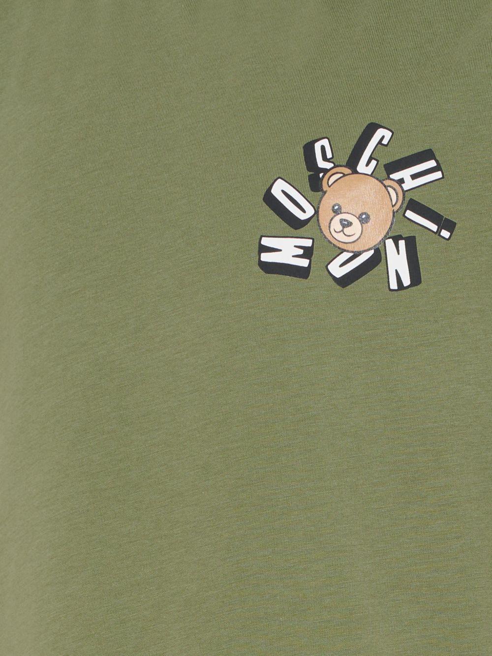 T-shirt verde oliva con patch teddy bear HUM05OLAA03 30037 MOSCHINO KIDS