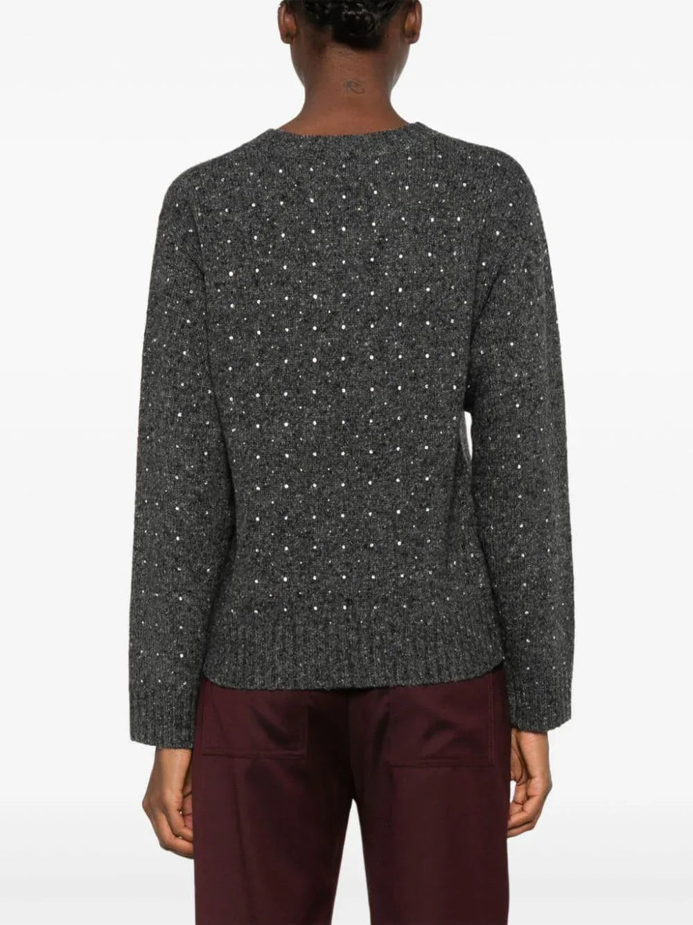 Maglione grigio con mini strass - Preludio Moda