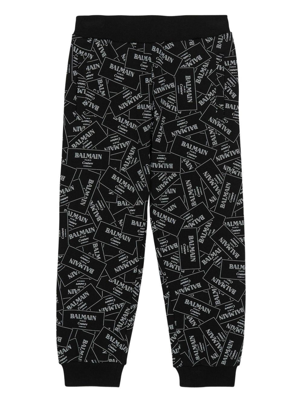 Pantaloni Sportivi Neri con Logo All-Over BX6P50Z3331 930BC BALMAIN KIDS