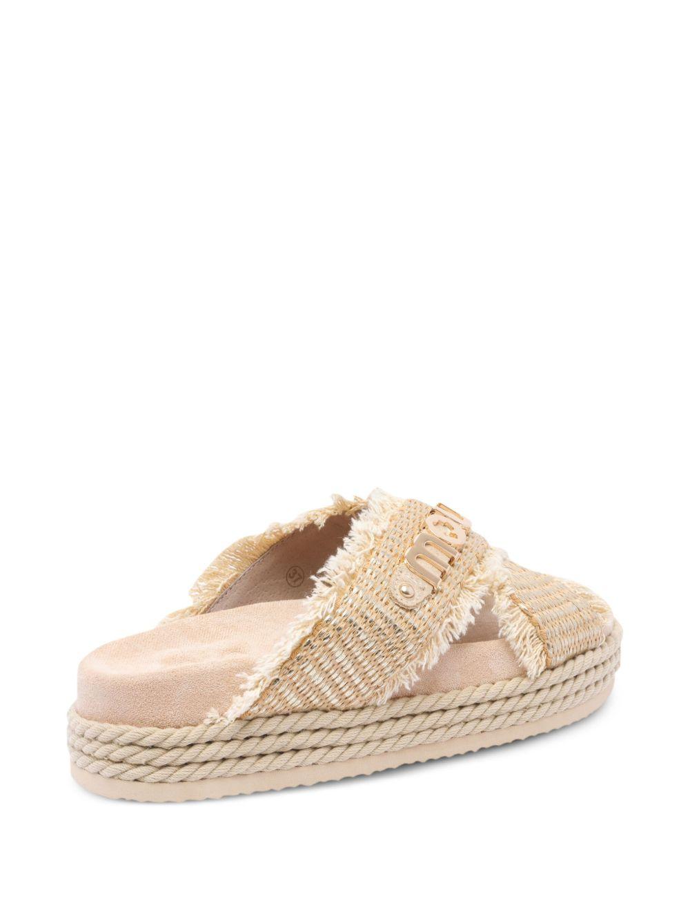 Criss-cross rope raffia sandal rafia metal