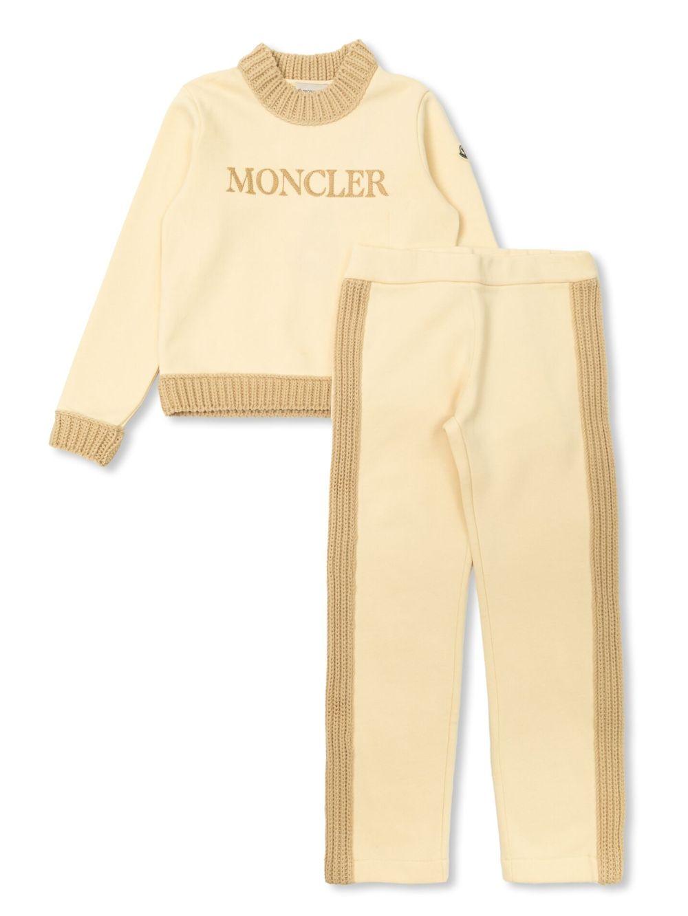 Completo sportivo profili in maglia panna (2pz) 9548M00002899PS 050 MONCLER KIDS