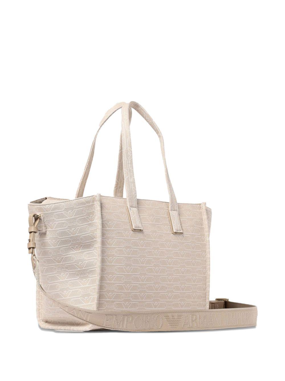 Borsa shopping jacquard monogram all over beige