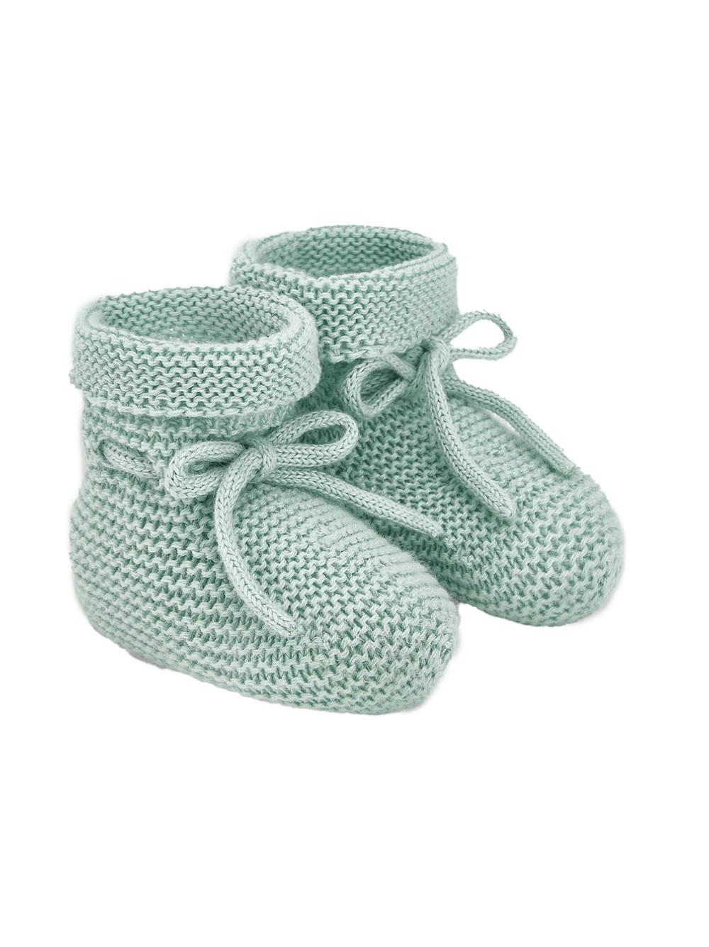 Scarpina verde acqua in maglia con fiocco regolabile 01822507 13H82 PAZ RODRIGUEZ KIDS