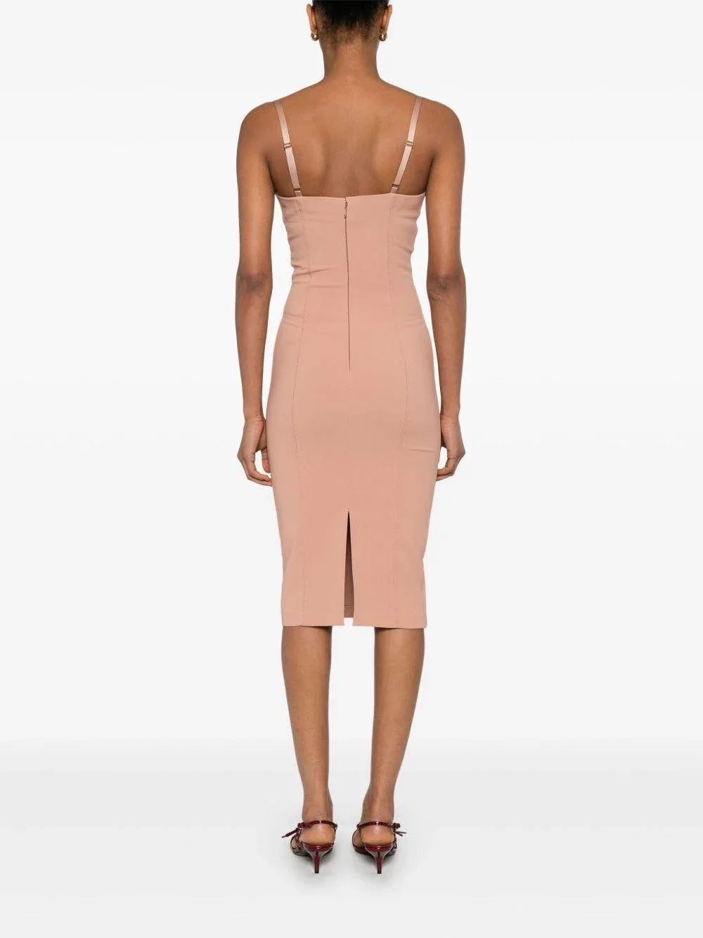 Abito in crêpe con fiocchi in raso nude - Preludio Moda