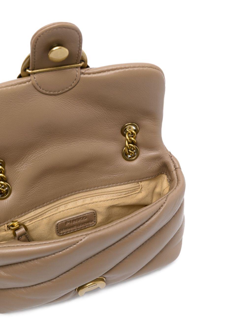 Borsa a Spalla Imbottita in Pelle Marrone 100040A0F2 D01Q PINKO